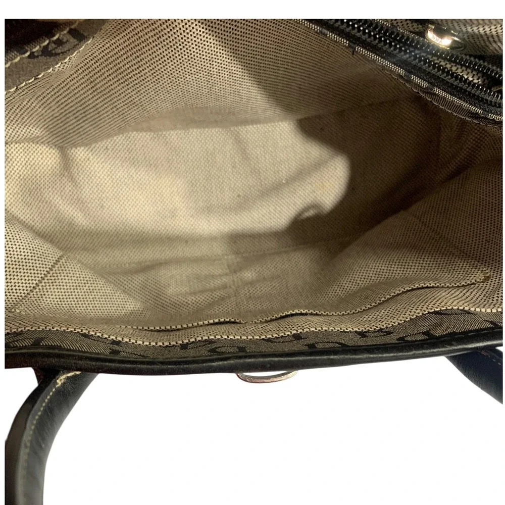 Dooney Bourke Small Double Handle Tote Signature DB Monogram Canvas Leather Trim